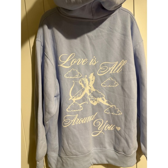 Wild Fable Womens Light Blue Hoodie Love is All Around You Cupid Print Size L - Picture 7 of 7